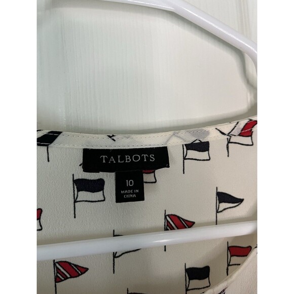 Talbots Button Up Blouse With Flags Women 10 - Picture 5 of 7
